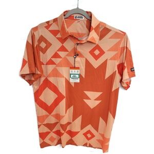 Raised By Coyotes Polo Shirt Mens Large Orange Big Ditch Performance Golf UPF 50
